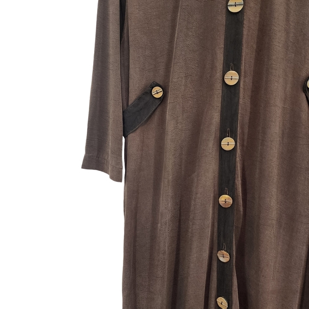 Bodil Women's Vintage Button Front Maxi Dress Lagenlook - Picture 5 of 7